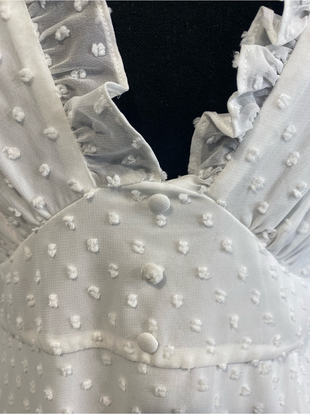 Lulu's Swiss Dot Maxi Dress Soft Girl Fairycore Beach Bridal Ivory White Large - Picture 5 of 15